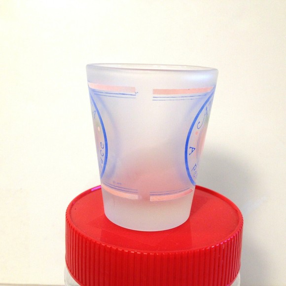 Vintage Souvenir Atlanta A Peachy Place Frosted Shot Glass Peach on Front - Picture 3 of 11